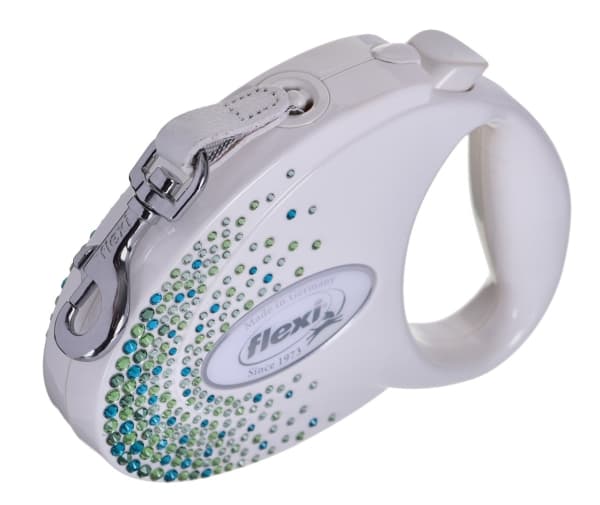 Flexi uttrekkbar snor Glam Splash Leaf M 5m, hvit