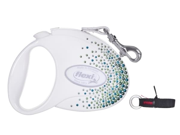 Flexi uttrekkbar snor Glam Splash Leaf M 5m, hvit