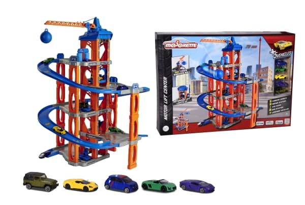 Majorette Majorette Garage Downhill track with a lift + 5 cars, a large set for children