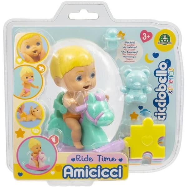 Cicciobello Amicicci - CHUSE - Blond tjejmodell - Barnleksak - Gunghäst - Tillbehör