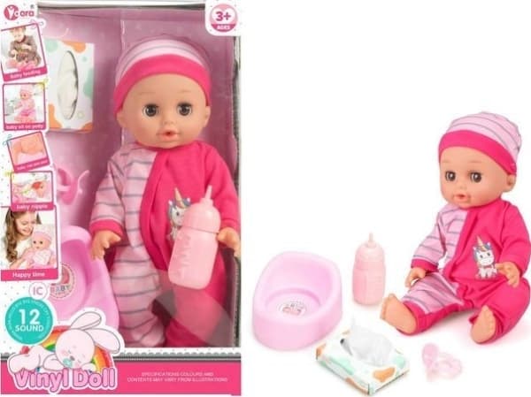 Gazelo baby docka med tillbehör pottflaska napp ljud kissa funktion G187976