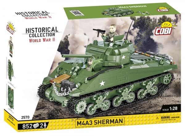 Cobi COBI 2570 Historiallinen kokoelma Toisen maailmansodan aikainen amerikkalainen keskikokoinen tankki M4A3 Sherman 852 tiiltä