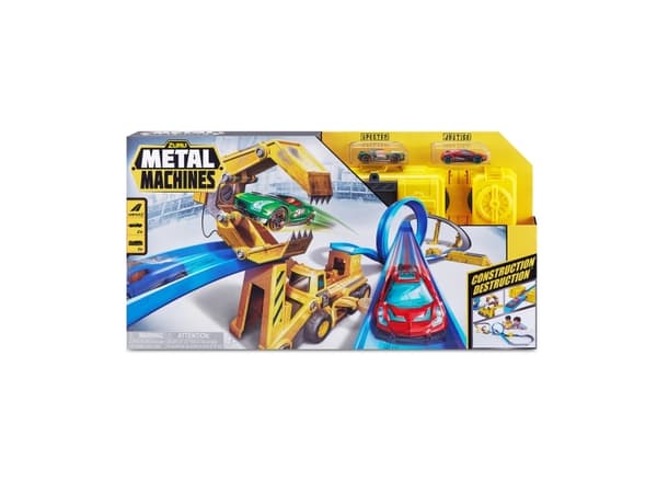 Metal Machines Construction Destruction Trackset with Mini Racing Cars