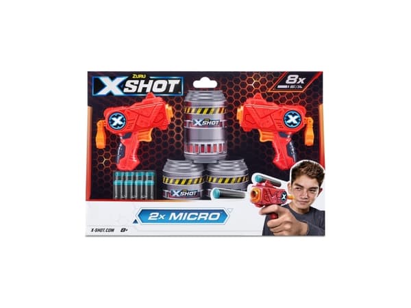 X-Shot Excel Double Micro Micro Foam Dart Blaster Combo Pack (8 tikkaa 3 tölkkiä)