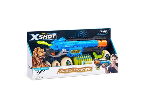 X-Shot Dino Attack Claw Hunter Foam Dart Blaster (24 Darts, 6 Eggs)