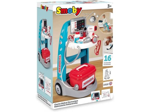 Smoby SMOBY elektronisk medicinsk vagn 16 tillbehör