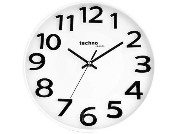 Technoline WT 4100, Vegg, Quartz clock, Rund, Hvit, Plast, Batteri