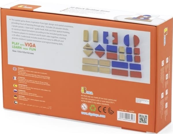 Viga Toys Viga Träbyggnadsspel 3D Montessori Blocks