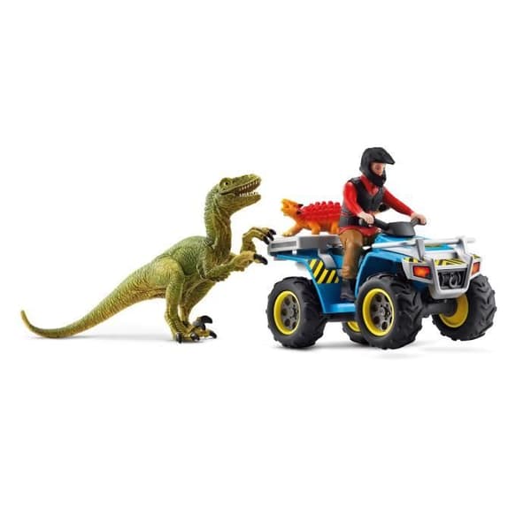 Schleich - flygning på Quad mot Velociraptor - 41466