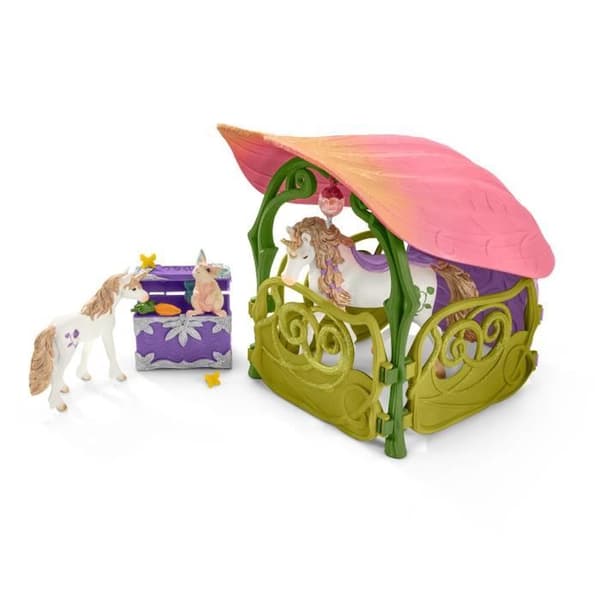 Schleich - glitterhus med enhörningar, sjö och stabil - 42445