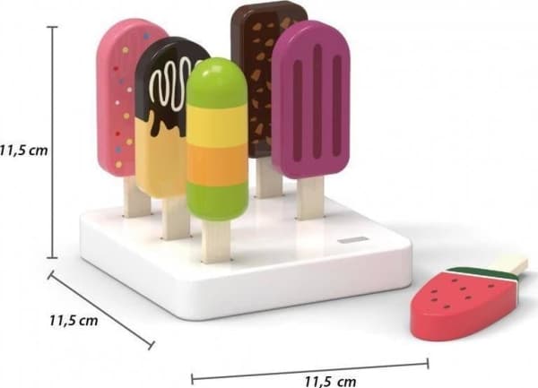 Viga Toys Puinen jäätelösetti jalustalla 6 kpl.