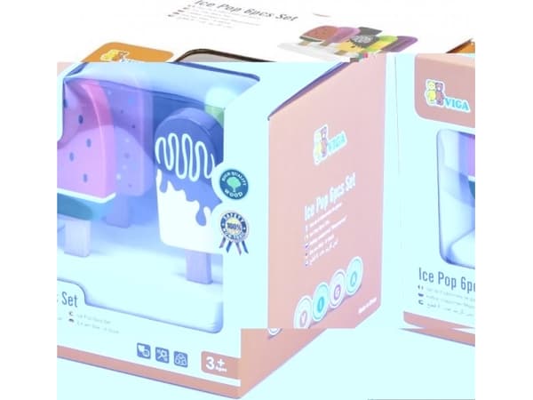 Viga Toys Puinen jäätelösetti jalustalla 6 kpl.