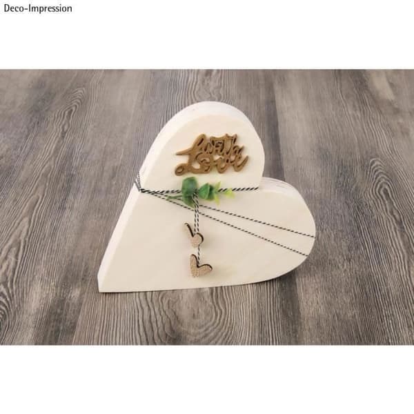 Mini träskrift - RAYHER - Med kärlek - FSCMixCred - Natur - 6,3x3,7x0,3cm