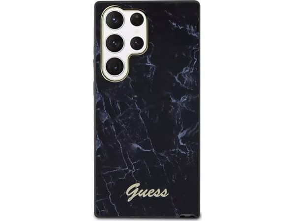 Guess GUHCS23LPCUMAK S23 Ultra S918 musta/musta kovakotelo Marmori