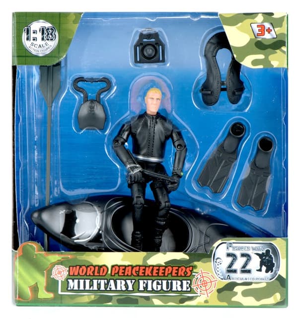 World Peacekeepers 1:18 Militär figur + kajak