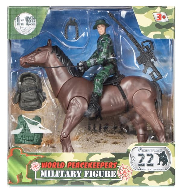 World Peacekeepers 1:18 Militär figur m. häst