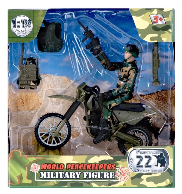 World Peacekeepers 1:18 Militär figur m. Dirtbike