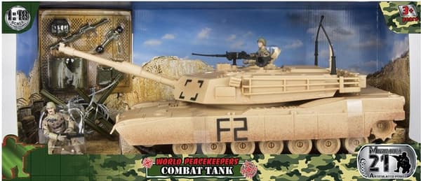 World Peacekeepers 1:18 Militär Tank m. 2 figurer