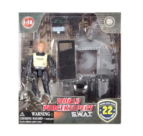 S.W.A.T. Police Actionfigur med vägg Typ A 1:18