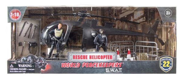 S.W.A.T. Helikopter m. tillbehör + 2 figurer 1:18