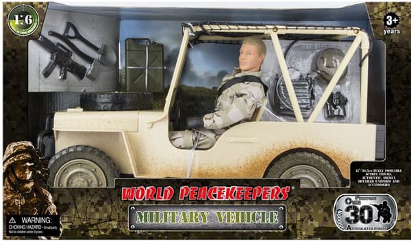Militär Fyrhjulsdrift 1:6 Öken m. Figur 30,5cm