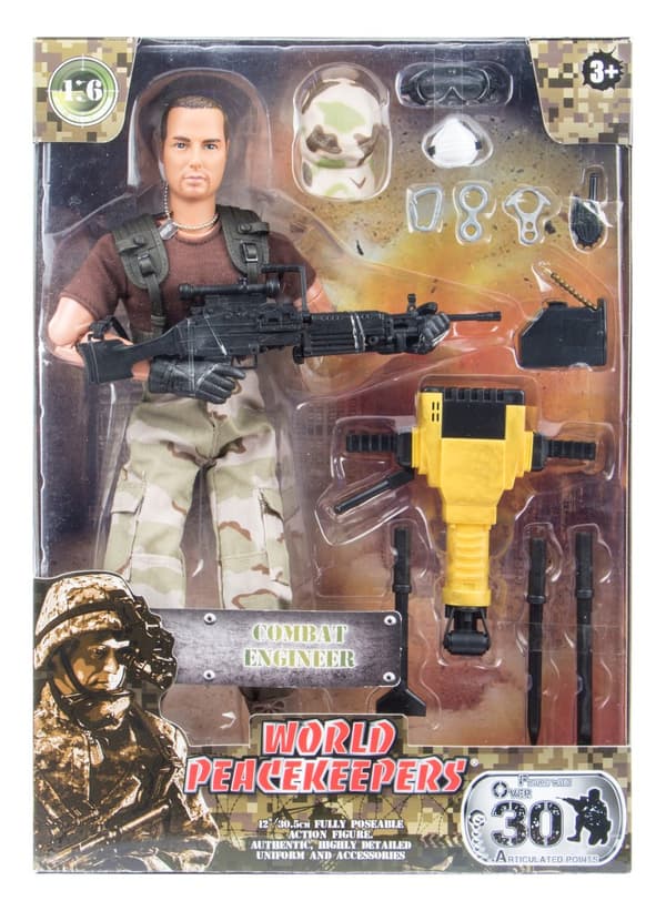Militär Kampingenjör figur 30,5cm m. tillbehör