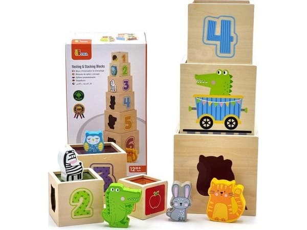 Viga Toys VIGA pyramidpussel i trä, block sorterare
