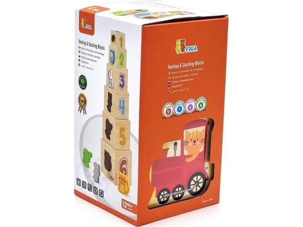 Viga Toys VIGA pyramidpussel i trä, block sorterare