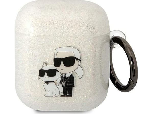 Karl Lagerfeld KLA2HNKCTGT Airpods 1/2 cover transparent Glitter Karl&Choupette