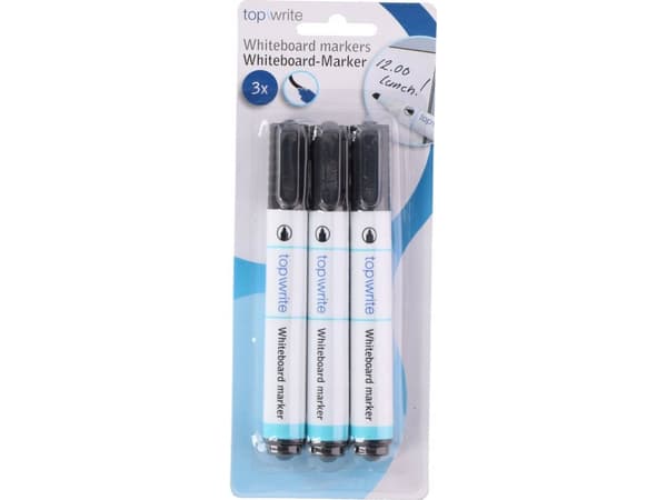 Topwrite - Marker för torra radertavlor 3 st (svart)