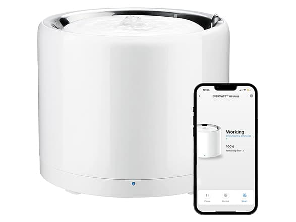 PETKIT Smart Pet Drinking Fountain Eversweet 3 Pro (UVC) Capacity 1.35 L Filtering Material Stainless Steel White