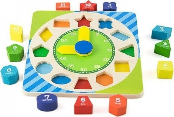 ACOOL TOY Wooden clock sorter building blocks fun learning AC7663