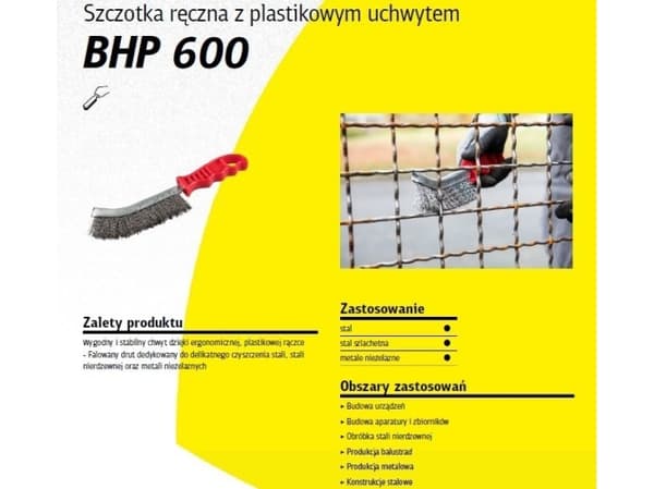 Klingspor K. HÅNDBØRSTE PLASTHÅNDTAK BHP600 STÅLTråd
