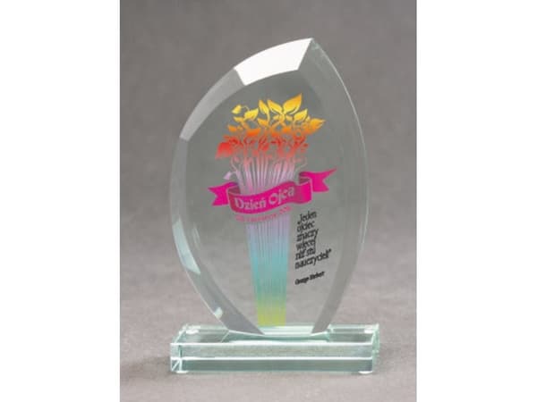 Victoria Sport Glass trophy with LuxorJet color print and case