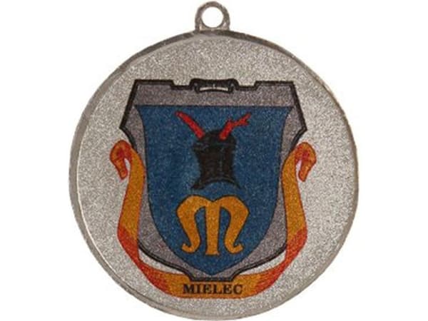 Victoria Sport Sølvmedalje med plass til emblem 25 mm - stålmedalje med LuxorJet fargetrykk