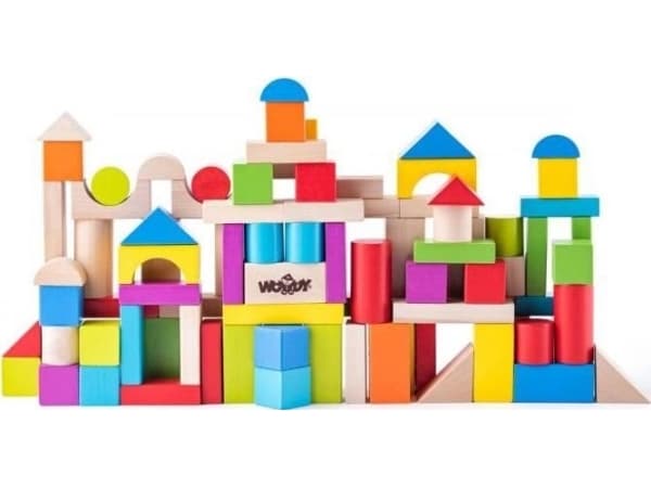 Woodyland Toddler blokker i bøtte med formsorteringslokk, 100 stk.