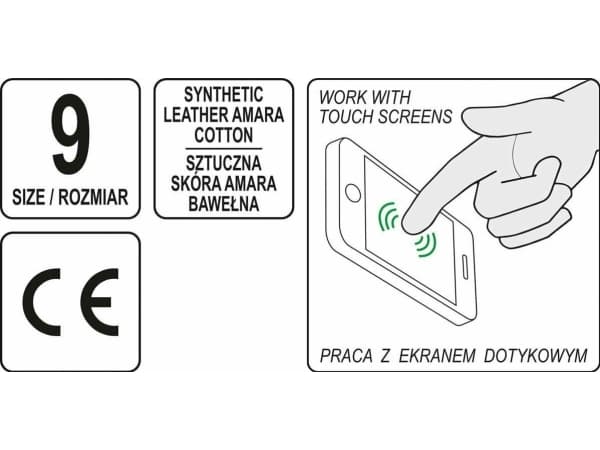Yato YATO ARBEIDSHANSKER LAGET AV SYNTETISK LÆR AMARA SMARTPHONE DRIFTSTØRRELSE. 8