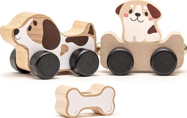Cubika Puinen juna magneeteilla Viisas koiranpentu Cubika