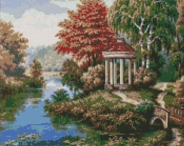 Ideyka Diamond mosaiikki - Huvimaja joen rannalla 40x50cm