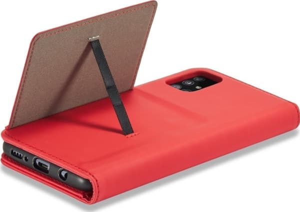 Hurtel Magnet Card Case Samsung Galaxy A12 5G kortti lompakko tapauksessa kortin haltija punainen