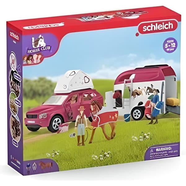 Bilresa med hästsläp, Schleich 42535 Horse Club figurinsats för barn i åldern 5 år