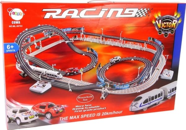 LeanToys Huge Race Track Electric Train 2in1 Racing 20 km/t