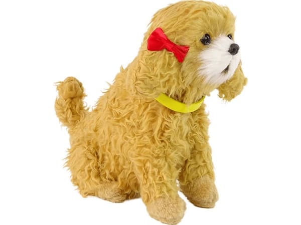LeanToys interaktiv hundevalp plysjpuddel bjeffer og rister på halen