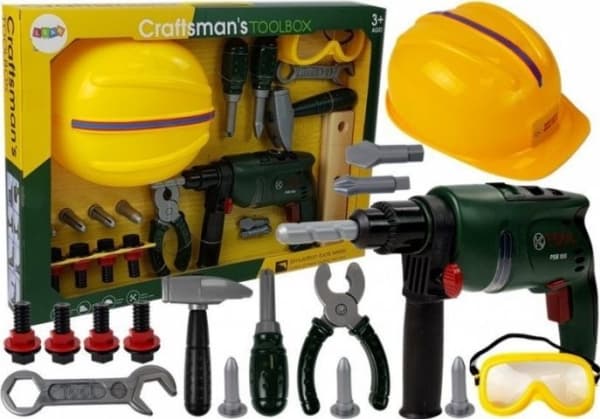 LeanToys DIY batteridriven borrmaskin Skyddsglasögon Hjälm