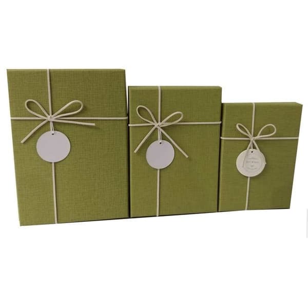SET 3 PZ SCATOLA REGALO RETTANGOLARE VERDE ACCESSORI BOMBONIERE IDEER GÅVOR