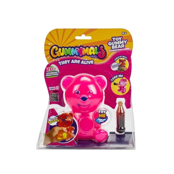 Gummymals Gummy Bear 12 cm + Lys og Lyd Pink