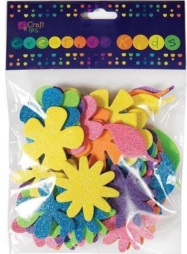 DP Craft Foam klistermärken glitterblommor