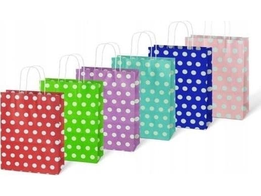 MFP PAPER kraft presentpåse 210x270x110 prickar mix 5251326