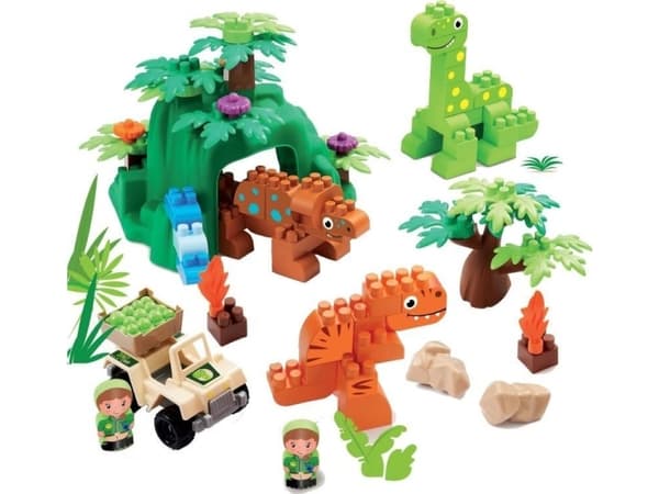 Dinoland med fordon och figurer