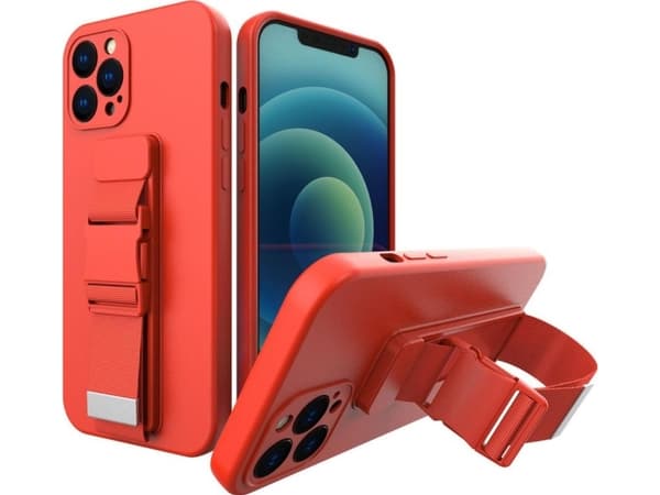 Hurtel Rope veske gel veske med lanyard kjede håndveske lanyard iPhone XS / iPhone X rød